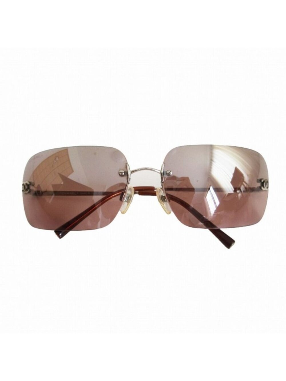 Chanel Sunglasses Rimless CC Logo Eyewear 52 Brown